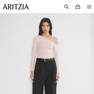 Aritzia Contour Installation Long Sleeve Bow Pink NWOT Size S